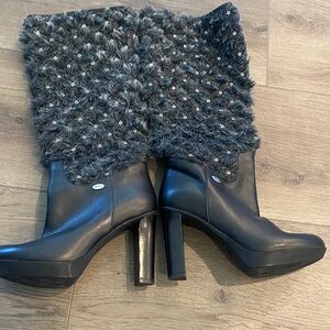 Roberto Botticelli Black and Gray Heeled Boots